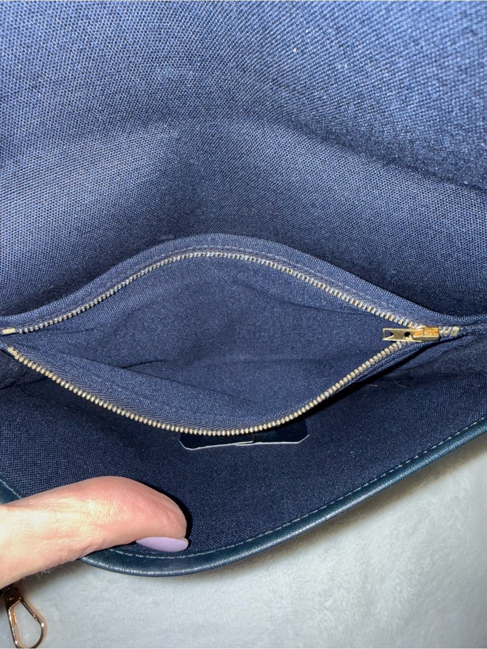 Celine Navy and Cream Triomphe Canvas Chain Shoulder Bag - Picture 9 of 9